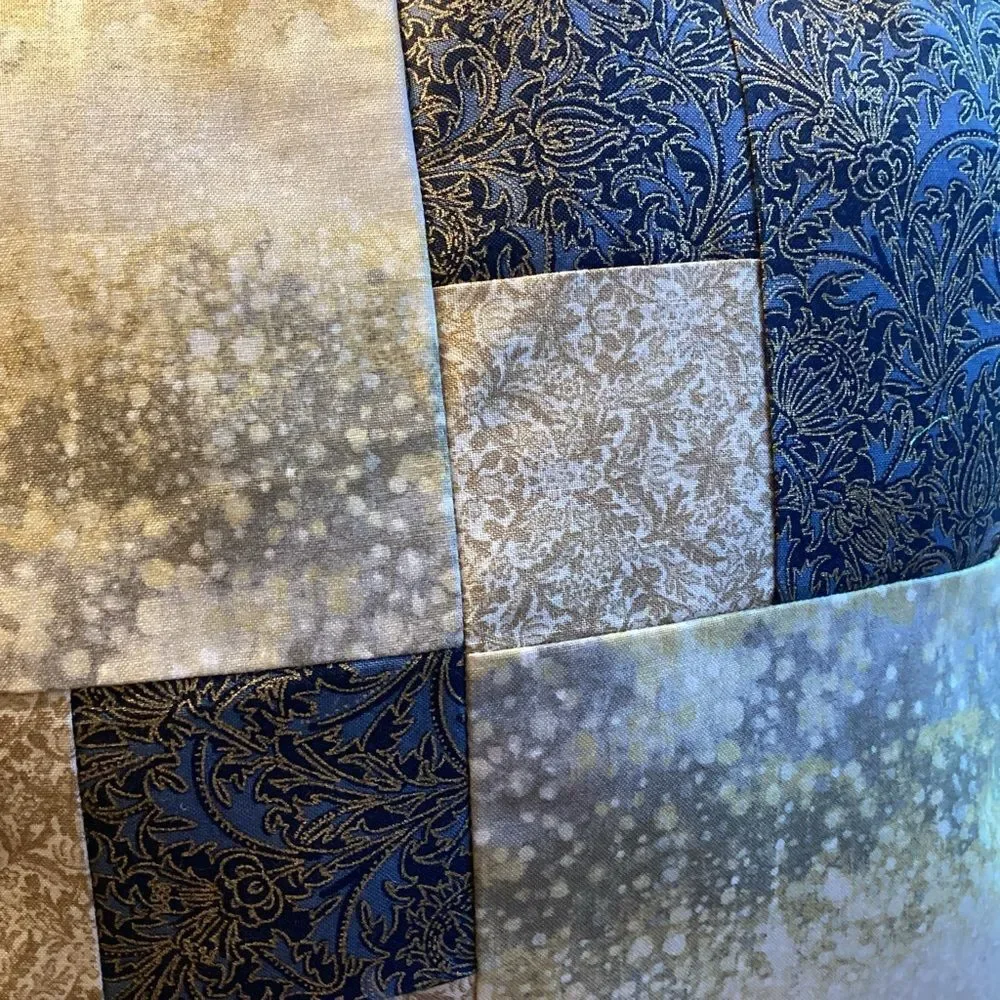 Hand Crafted Beige and Blue Throw Pillow